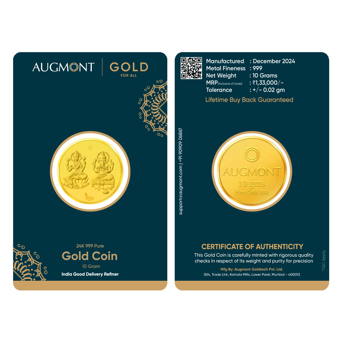 10Gm Lord Shree Ganesh & Lakshmi Coin