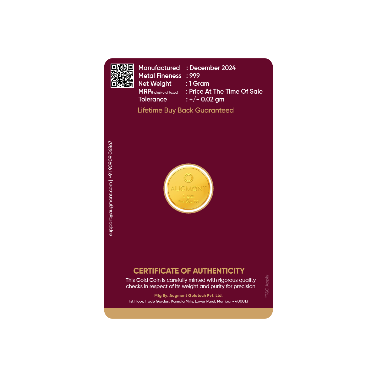 1Gm Gold Coin (999 Purity)