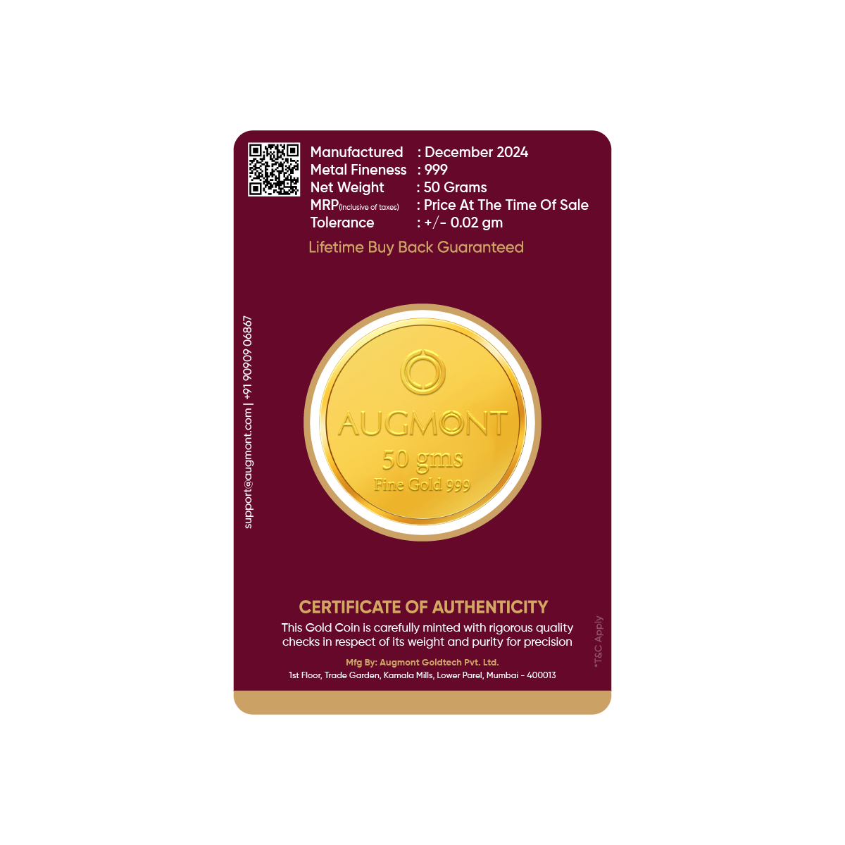 50Gm Gold Coin (999 Purity)