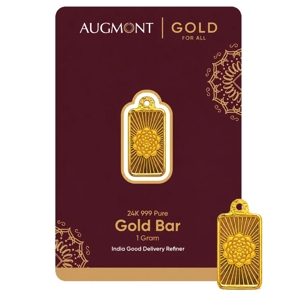1Gm Gold Bar Pendant - Flower